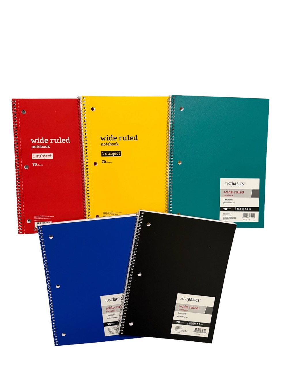 Wide Ruled Spiral Notebook - 5 pack